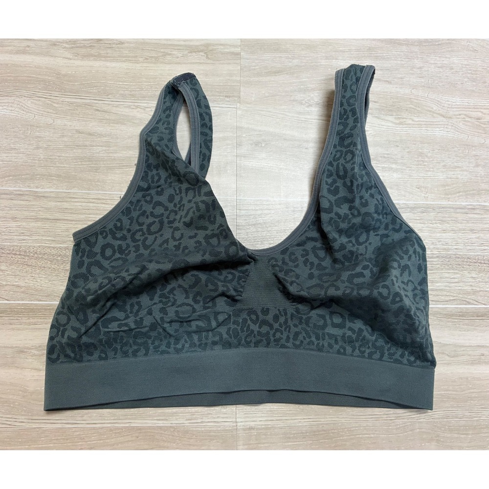 Marilyn Monroe Intimates Bralette XL Grey Leopard Print Seamless V-Neck Bra